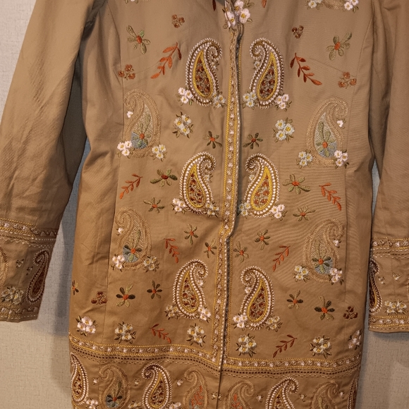 Coldwater Creek Embroidered Tan Jacket Vintage Sz 14 - Picture 2 of 7